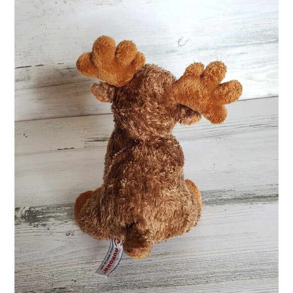 Aurora World Maxamoose Brown Moose Stuffed Animal 8" Mini Flopsie Beanie Plush - Picture 4 of 7